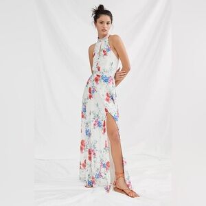 Anthropologie Yumi Kim Sz S Petaluma Halter Floral Wedding Event Maxi Dress